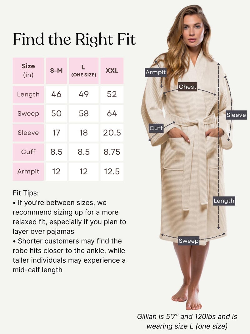 Turquaz Lightweight Full-Length Robes For Women Waffle Kimono Bathrobe - Soft, Fast-Drying, Long-Lasting Cotton Blend Unisex - Image 5